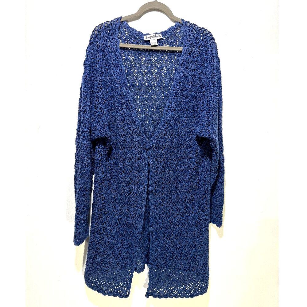 Jacque & Koko beach sweater cover up rame cotton open knit coastal women 22-24